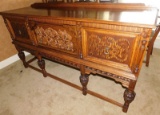 ANTIQUE CARVED TIGER WOOD BUFFET - 73