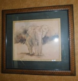 FRAMED MATTED ELEPHANT PICTURE - 37