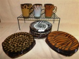 26 PIECE LOT OF EXOTIC ANIMAL PLATES & MUGS