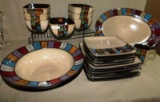 21 PIECES EVERYDAY DISHES - SIMPLE DINING - STAINED GLASS DESIGN