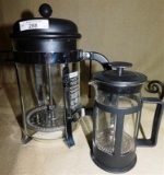LOT OF 2 FRENCH COFFEE PRESSES - 1 BODUM MULTI CUP & 1 SINGLE CUP