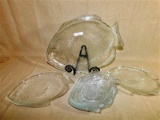 7 PIECE CLEAR GLASS FISH DISH SET - 15.5