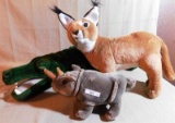 STUFFED ANIMALS - PLUSH ALLIGATOR, FOX, & RHINO