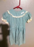 ANTIQUE YOUNG GIRLS HANDMADE DRESS W/ SHORTS (COULD NOT LOCATE RIBBON OR BELT FOR SHORTS)