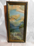 ANTIQUE FRAMED WATERFALL PRINT - 7.5