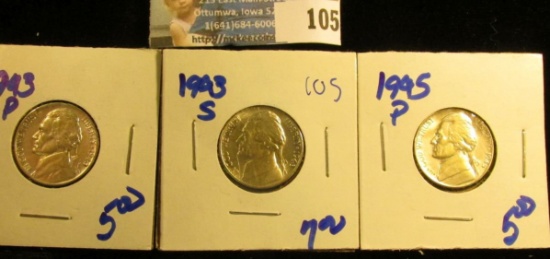 1943-P, 1943-S, AND 1945-P SILVER WAR NICKELS