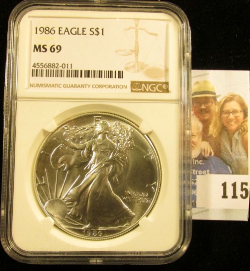 1986 AMERICAN SILVER EAGLE GRADED MS69 BY NGC