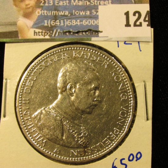 1913-A SILVER GERMAN 5 MARK COIN