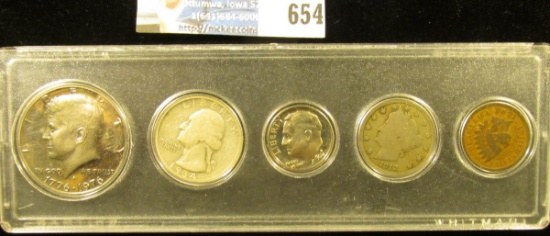 Five-Piece Type Set of U.S. Coins in a Snaptite case, includes 1896 Indian Cent, 1912 D Liberty Nick