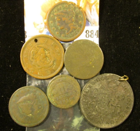 (6) Old Coppers including a couple of Large Cents, one piece dates back to 1759.