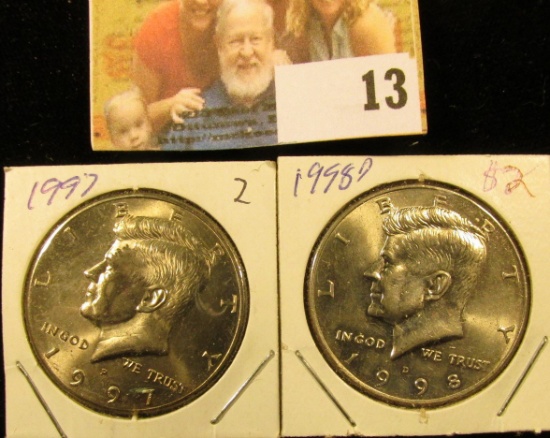 1997 P & 98 D Kennedy Half Dollars, Gem Uncirculated.