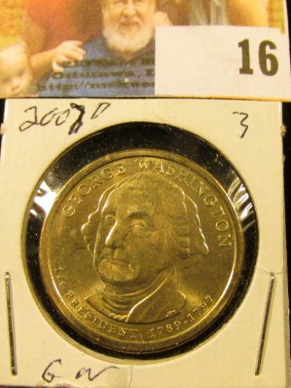2007 D Gem BU Presidential George Washington 'Golden' Dollar Coin.