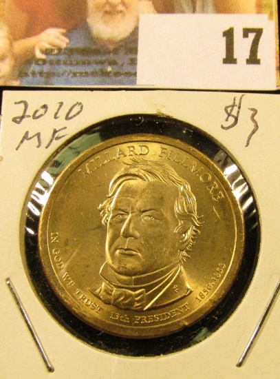 2010 P Gem BU Presidential Willard Fillmore 'Golden' Dollar Coin.