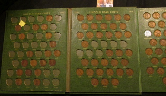 1910-64 Partial Set of Lincoln Cents in a Deluxe green Whitman folder.