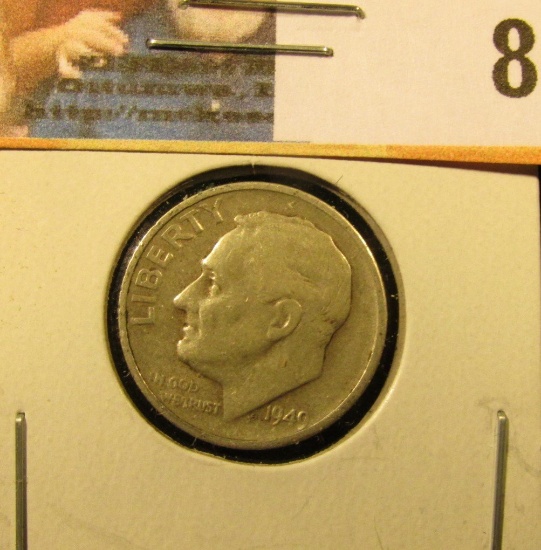 1949 S Roosevelt Dime, Key for the series, Circulated.