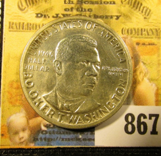 1946 P Booker T. Washington Commemorative Half Dollar. Lightly toned Original Gem BU.