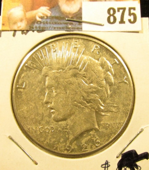 1926 S U.S. Peace Silver Dollar, AU.