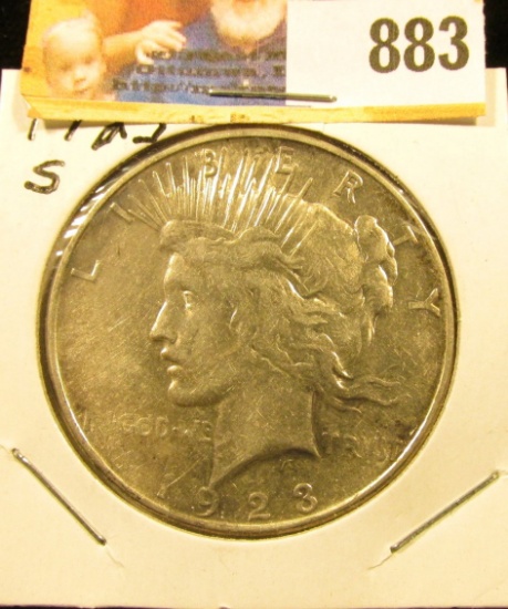 1923 S U.S. Peace Silver Dollar, Extra Fine.