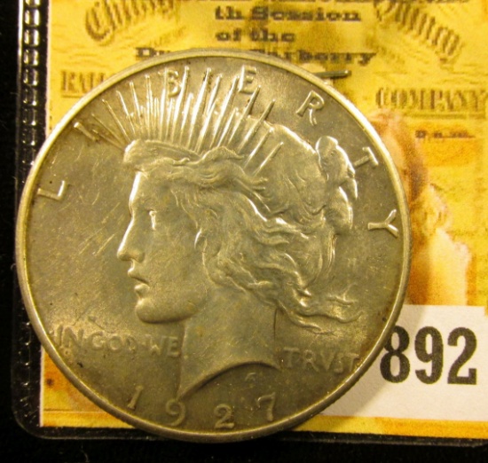 1927 P U.S. Peace Silver Dollar, Uncirculated.