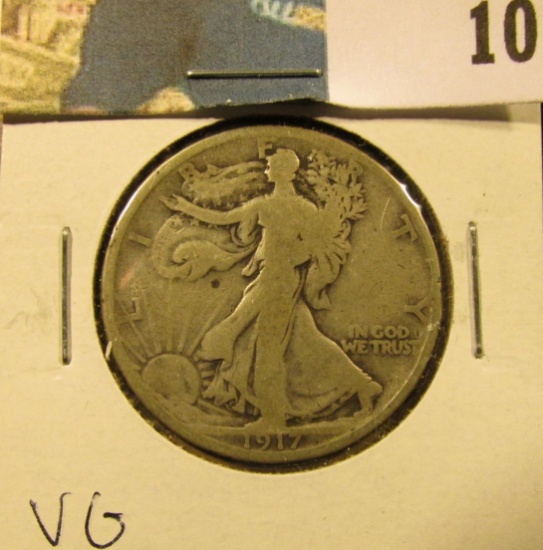 1917 Reverse D Walking Liberty Half Dollar, VG.