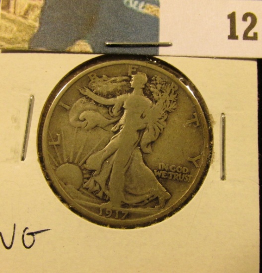 1917 Reverse S Walking Liberty Half Dollar, VG.