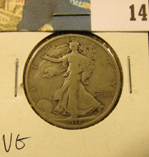 1918 D Walking Liberty Half Dollar, VG.