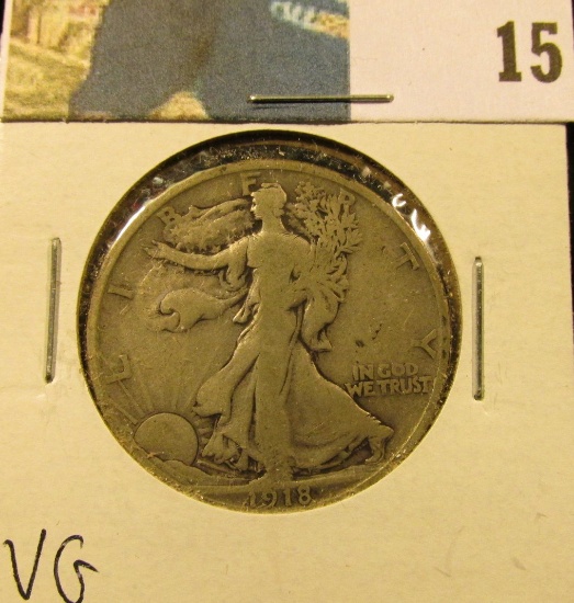 1918 S Walking Liberty Half Dollar, VG.