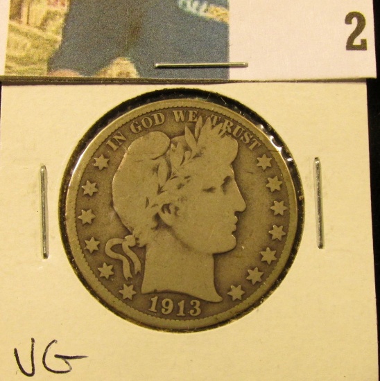 1913 S Barber Half Dollar, VG