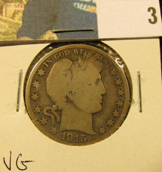 1915 D Barber Half Dollar, VG