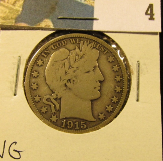 1915 S Barber Half Dollar, VG