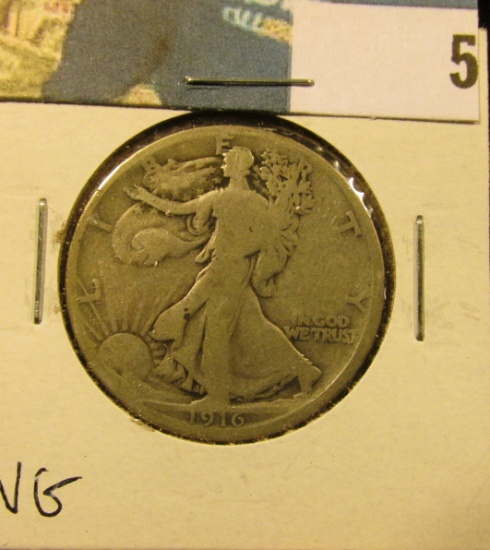 1916 P Walking Liberty Half Dollar, VG.