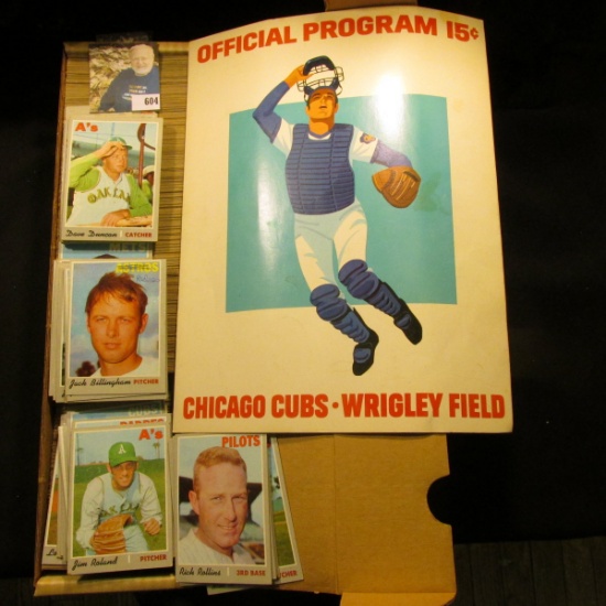 14" Card Stock Box 80% full of 1972 Topps Baseball Cards; & a 1973 Used Official Program 15c "Chicag