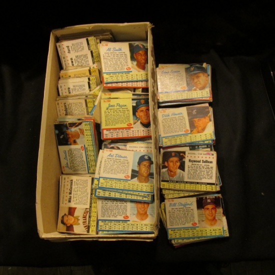 Shoe box more than half full of "Post" Cereal Box cut-out Baseball Cards from the early 1960 era.