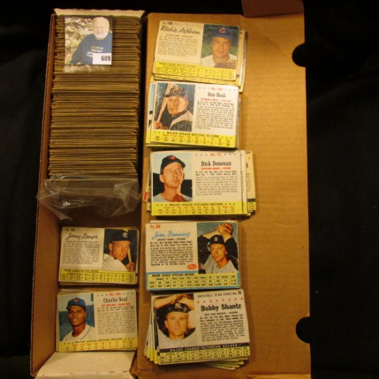 14" Card Stock Box Half Full of "Post" Cereal Box cut-out Baseball Cards from the 1960 era.