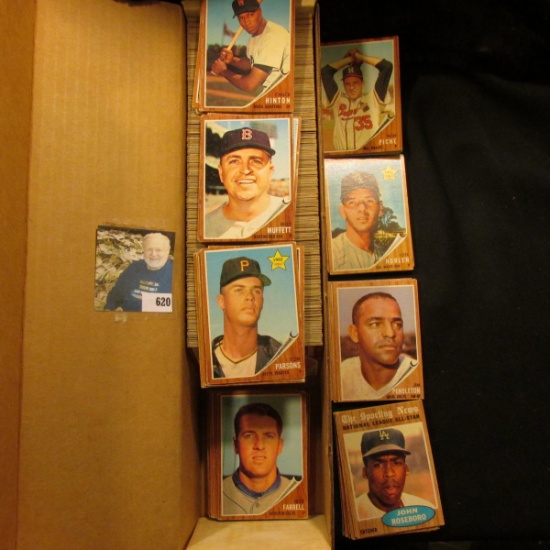 14" Card Stock Box nearly full of 1962 Topps Baseball cards.