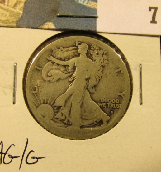 1916 S Walking Liberty Half Dollar, AG/G.