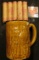 Morton Parrot design brown-glazed Stoneware Beer Mug with (5) Rolls of Bank-wrapped Wheat Cents.