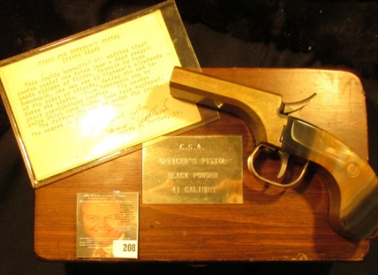 .41 Caliber Double Barreled Black Powder Pistol in wooden case with brass label, which states "C.S.A