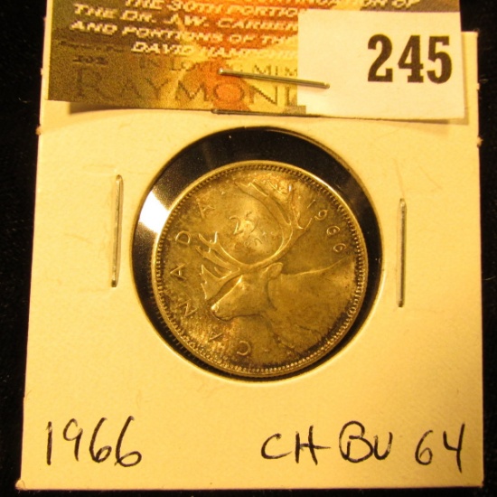 Canada 1966 25 Cents. Choice Toned BU-