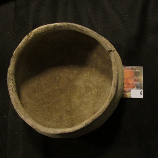 Mississippian era Clay Bowl. Edge crack toward base. 5 1/4" x 3 1/2"