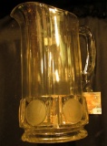 1893 Columbian Exposition Coin Glass Pitcher, base has a few minor chips. 'Doc' stated this item cat