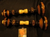 Pair of Candle Holders made of what appears to be Ivory & Wood. 9