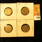 1927, 29, 31, & 36 Canada Nickels. Very Fine-EF.