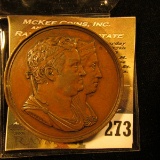 Nov. 7, 1825 50th Anniversary Bronze High Relief Medal of Carl August Louise. EF.