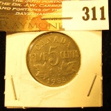1935 Canada Nickel, EF.