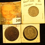 1787 Brasher Doubloon Copy; Andrew Jackson Shell Famous American Coin Game Token; & 