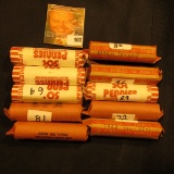 (10) Solid Date Rolls of Lincoln Cents, includes: 1929P. 40P, 42P, 44P, 45P, 46D, 51D, 52D, 54D, & 5