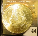 1948 Mexico Silver Cinco 5 Pesos depicting the Aztec Emperor, Cuauhtémoc ~ Ley 0.900 ~ BU ~ UNCIRCUL