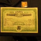 June 27, 1927 Stock Certificate for 25 Shares 