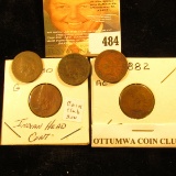 1880, 1882, 1883, 1884 & 1886 Indian Head Cents. AG-G.
